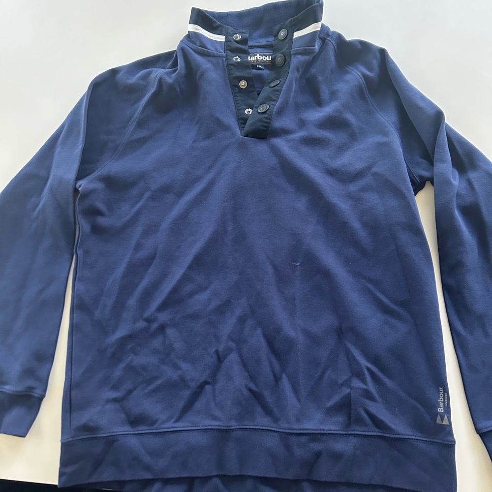 Barbour Navy Blue Quarter Snap Pullover